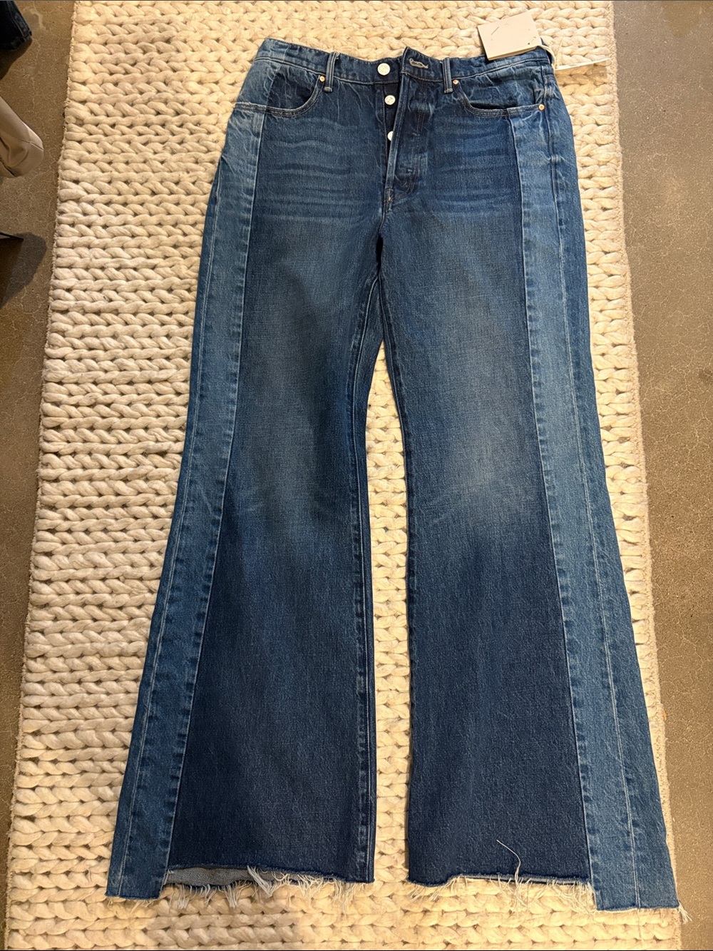 MOTHER Two-Tone Blue Wide Leg Jeans